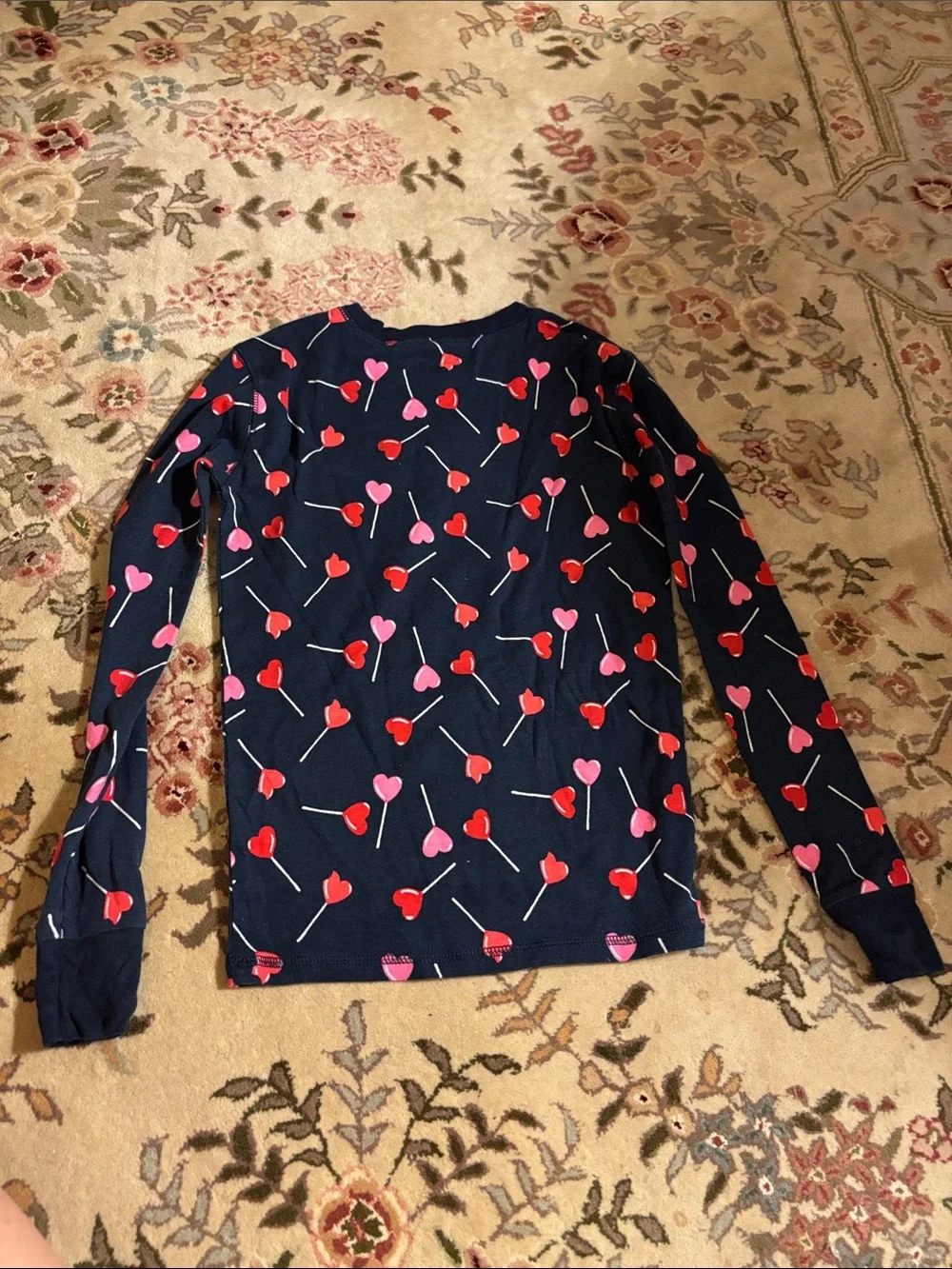 Old Navy Navy Pajama Set with Red and Pink Heart Lollipops